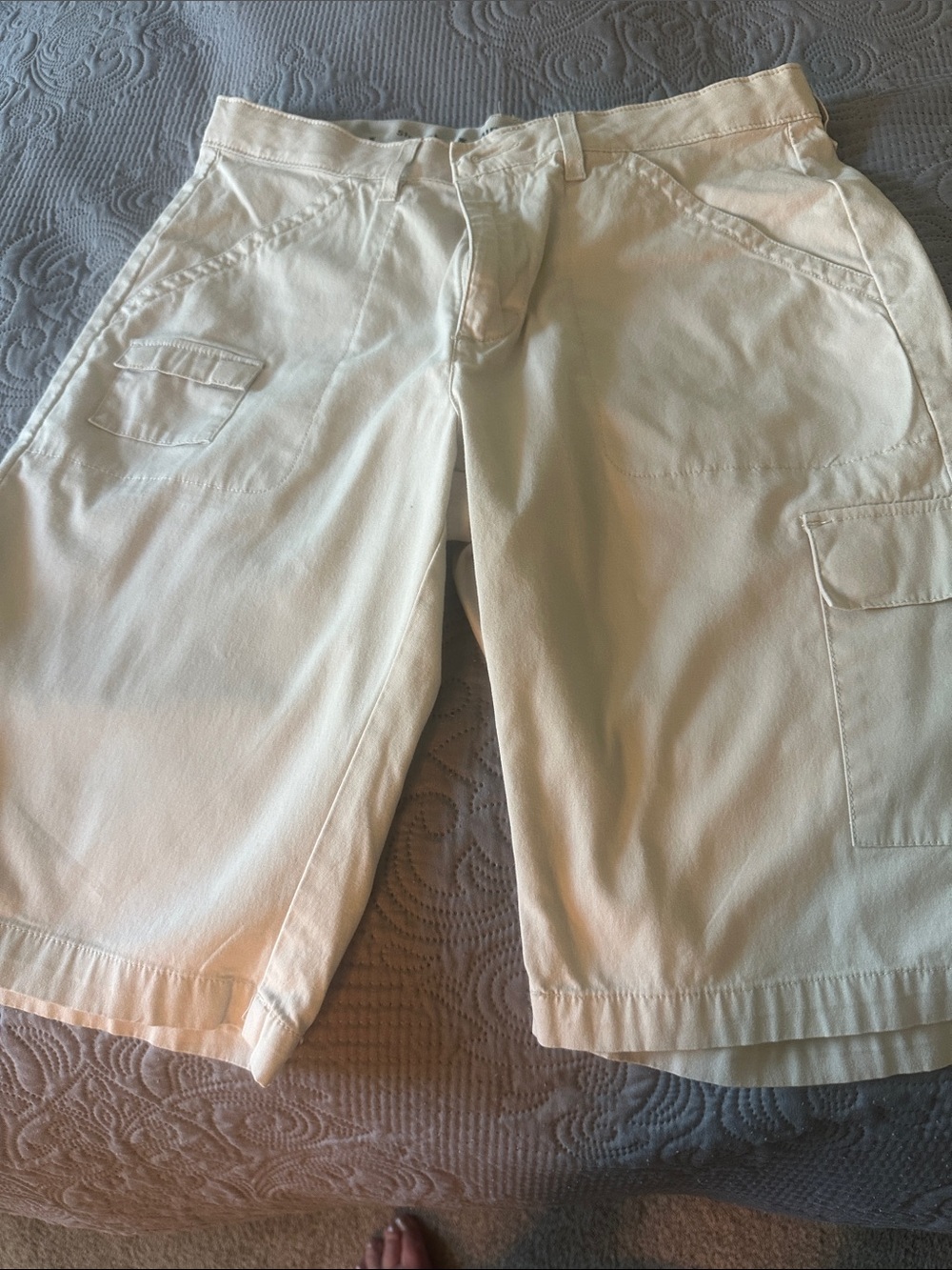 Cream Cargo Shorts with Patch Pockets